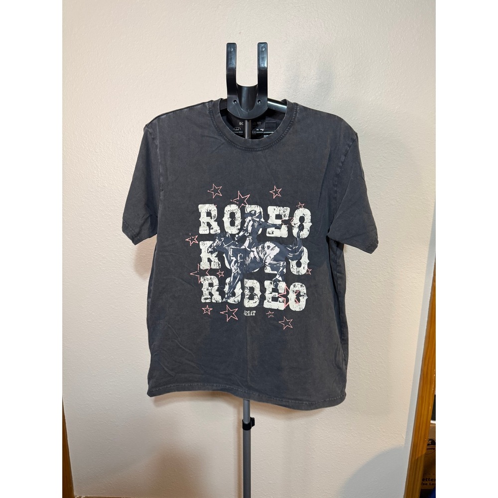 Ariat Womens Rodeo Graphic T-Shirt Boyfriend Fit Charcoal Gray Western Large
